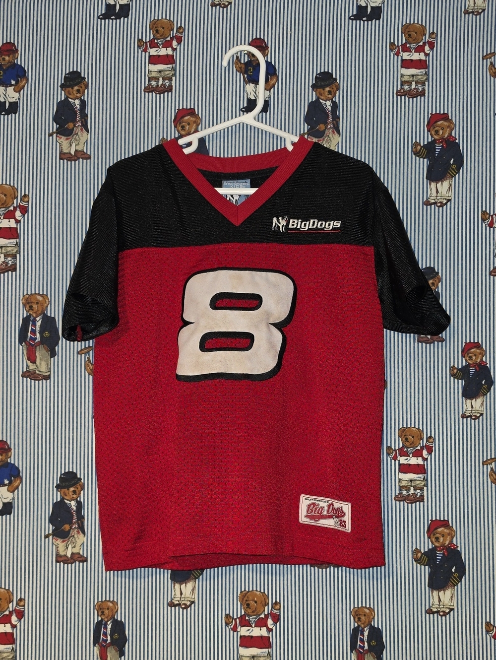 Vintage Big Dogs Boys' Red & Black Number 8 Jersey
